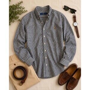 Ralph Lauren Shirt Mens 3XB Black White Gingham Check Button Down Long Sleeve